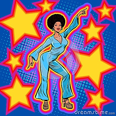 Retro African star disco dance Vector Illustration