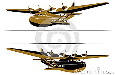 Retro airplane boat Vector Illustration