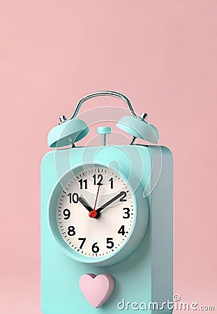 Retro alarm clock on a background. 3D rendering.Time concept. Stock Photo