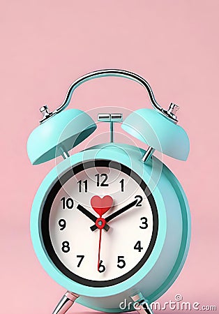 Retro alarm clock on a background. 3D rendering.Time concept. Stock Photo