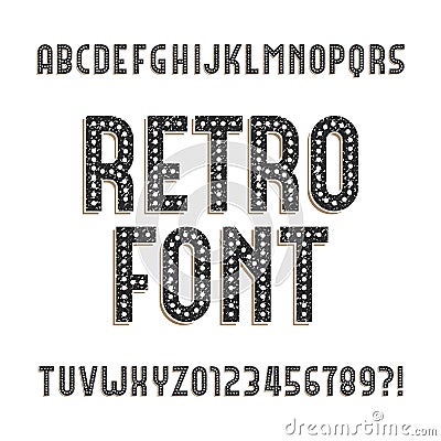 Retro alphabet font. Rough distressed letters and numbers. Vector Illustration