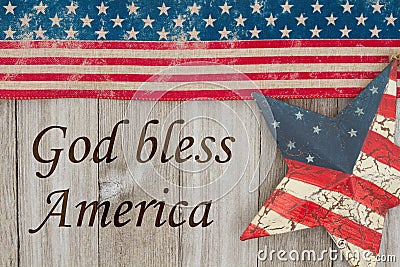 Retro America patriotic message with star Stock Photo