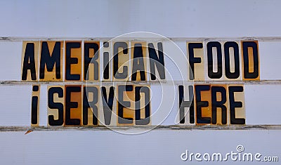 Retro american food sign on route 66. Stock Photo