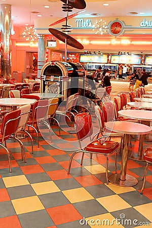 Retro Americanstyled restaurant. Editorial Stock Photo