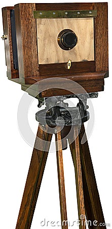 Retro Antique Tintype Camera Isolated Stock Photo