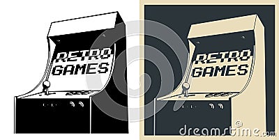 Retro arcade games cabinet illustrations Vector Illustration
