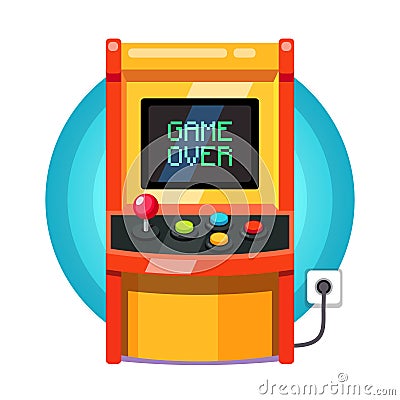 Retro arcade machine plugged in Vector Illustration