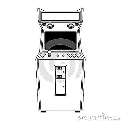 Retro arcade videogame classic console in black and white Vector Illustration