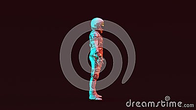 Retro Astronaut White Spacesuit with Red and Blue Moody 80s lighting Cartoon Illustration
