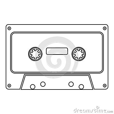 Retro audio cassette icon black color illustration flat style simple image Vector Illustration