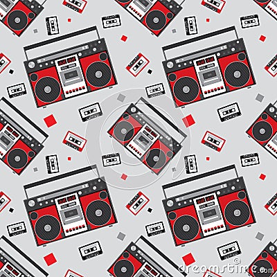 Retro audio player in a flat style. Vector Illustration