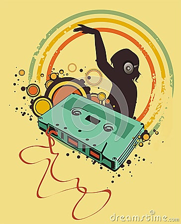 Retro audio tape Vector Illustration