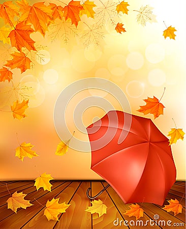 Retro autumn background with colorful leaves Vector Illustration