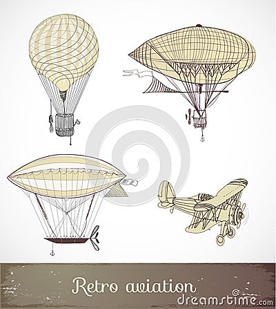 Retro aviation collection, Vector illustration. Vector Illustration