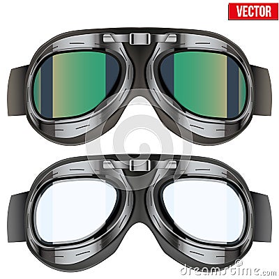 Retro aviator pilot glasses goggles. Isolated on Stock Photo