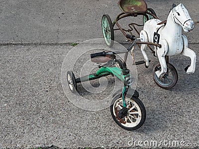 Retro baby tricycles Stock Photo