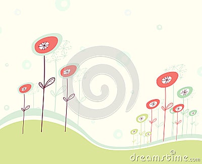 Retro background with dandelion Vector Illustration