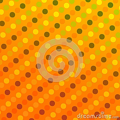 Retro Background with Polka Dots - Abstract Geometric Pattern Texture - Seamless Traditional Design - Yellow Orange Circles - Stock Photo