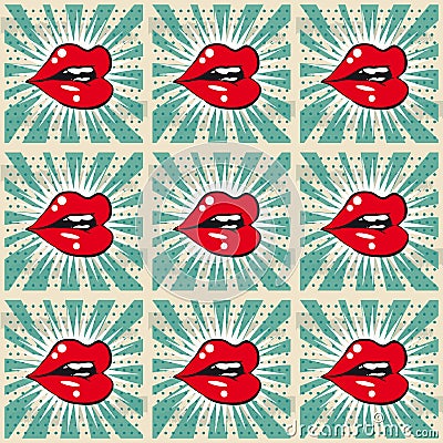 Retro background seamless lips print background Stock Photo