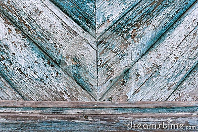 Background of shabby blue wooden planks, nailed together in different directions. Stock Photo