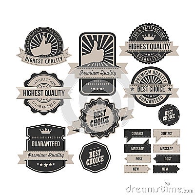 Retro badges collection, dark gray vintage label and banner Vector Illustration