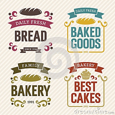 Retro Bakery Labels Vector Illustration