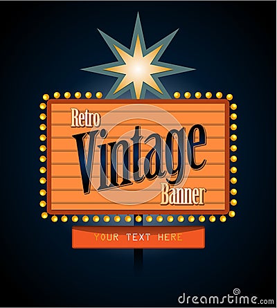 Retro banner motel sign Vector Illustration