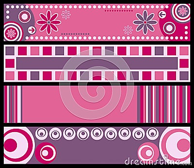 Retro Banners [Pink] Vector Illustration