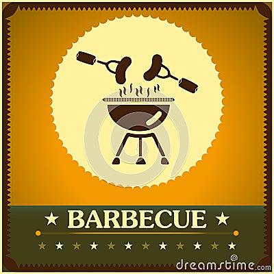 Retro barbecue grill poster design menu background Vector Illustration