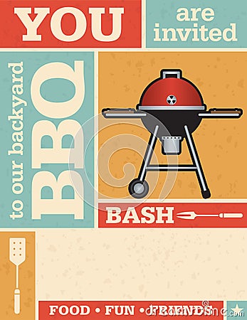 Retro Barbecue Invitation Vector Illustration