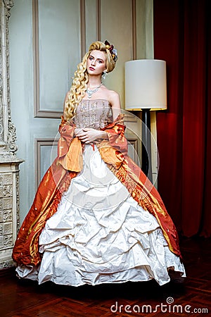 Retro baroque fashion woman Stock Photo