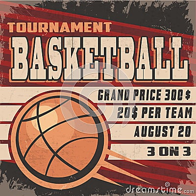 Retro Basketball Tournament Poster Stock Photo