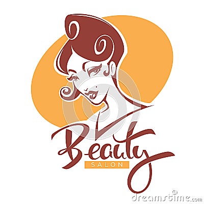 Retro Beauty, vector lady portrait for your beauty salon Vector Illustration