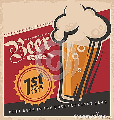 Retro beer poster Vector Illustration