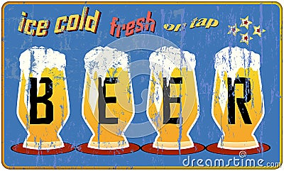 retro beer sign, Vector Illustration