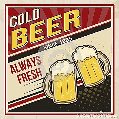 Retro beer vector poster Vector Illustration