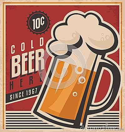 Retro beer vector poster Vector Illustration