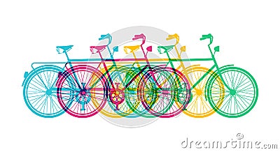 Retro bike concept silhouette bicycle colorful Vector Illustration