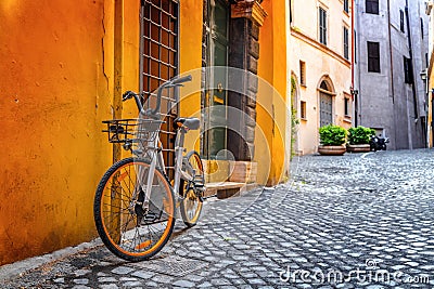 Retro bike parked in Rome Stock Photo