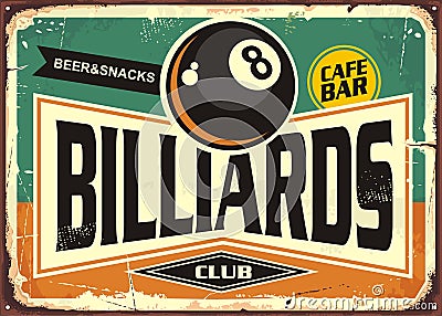 Retro billiards sign design Vector Illustration