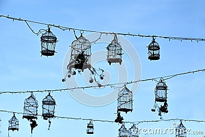 Retro birdcages, decoration Stock Photo