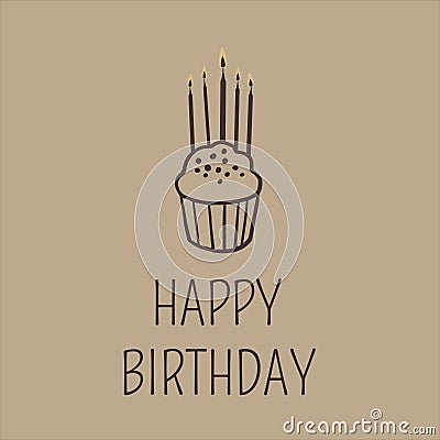 Retro Birthday card on a brown background isolated Stock Photo