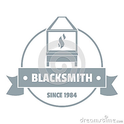 Retro blacksmith logo, simple gray style Vector Illustration