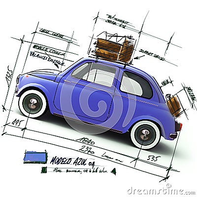 Retro blue car design Stock Photo