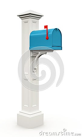 Retro blue mailbox Stock Photo