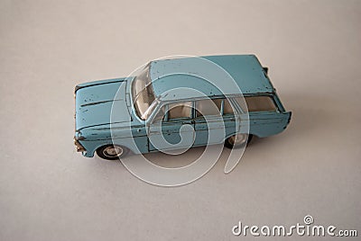 Blue old toy russian car Stock Photo