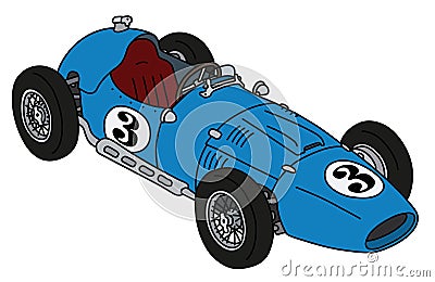 The retro blue racecar Vector Illustration