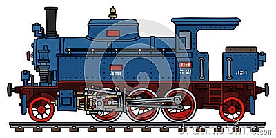 The retro blue tank engine steam locomotive Vector Illustration