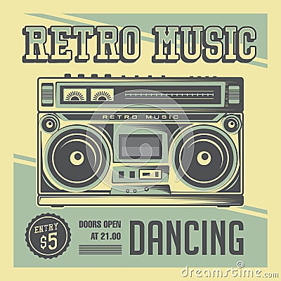 Retro Boombox Vector Illustration