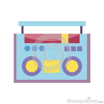 Retro boombox stereo radio music design isolated icon Vector Illustration